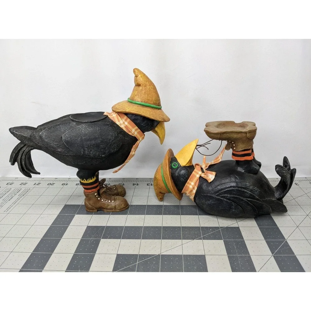 Dept 56 Crow Candle Holder Lot of 2 READ Damage‎